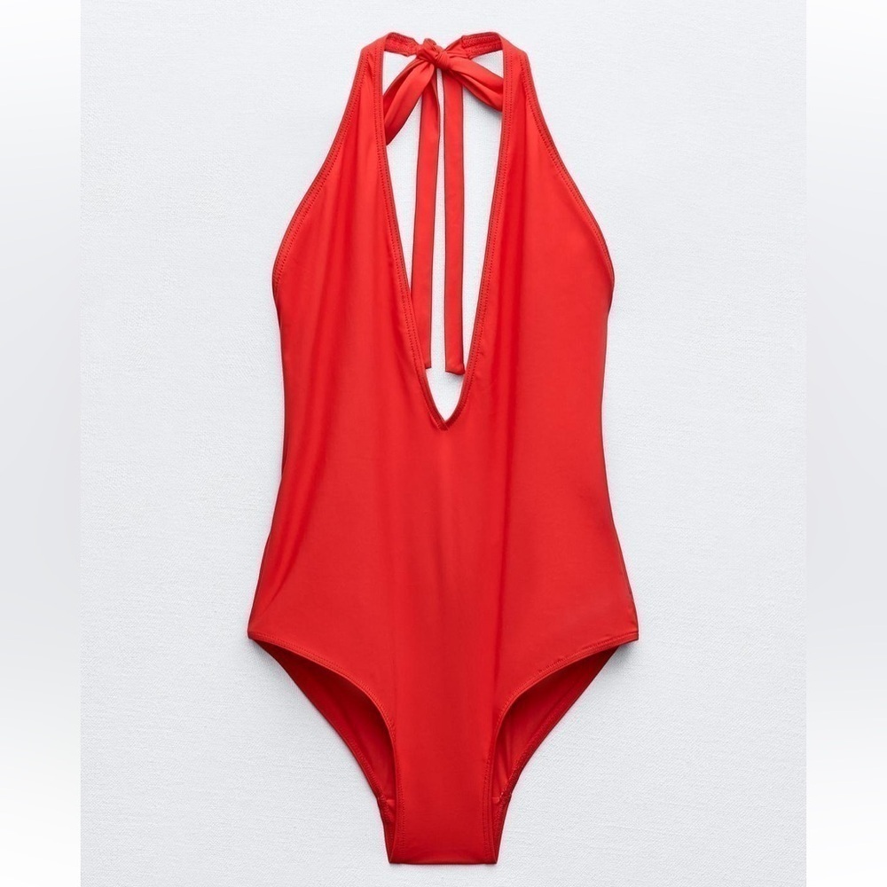 Zara NWT red halter swimsuit - Picture 7 of 8